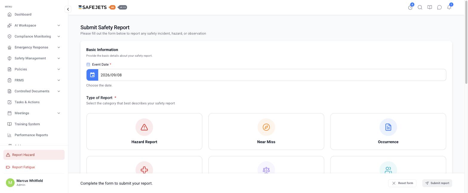 SAFEJETS MS — Report a hazard in under a minute