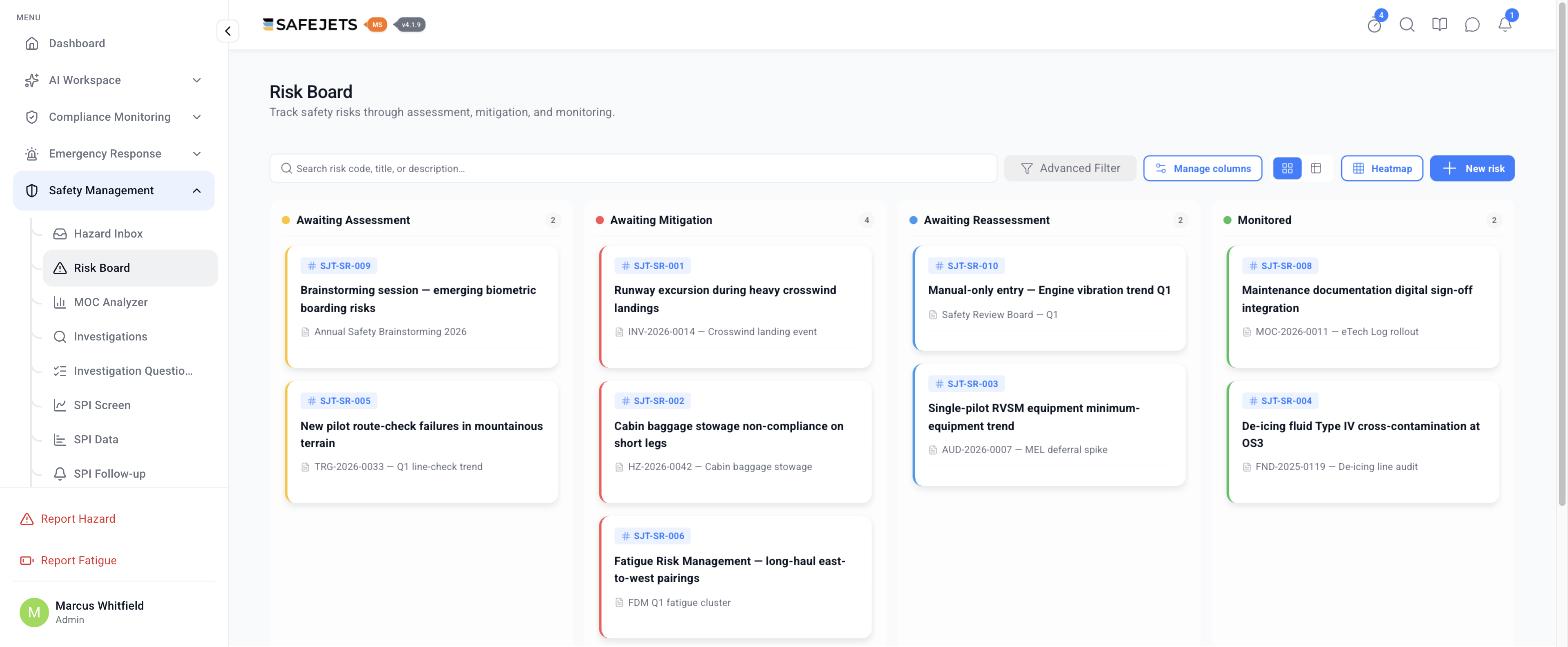 SAFEJETS MS — Track risks from assessment to monitoring